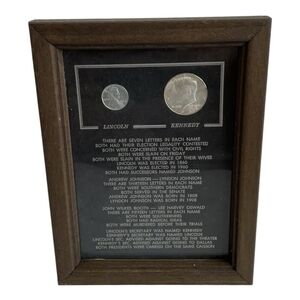 Abraham Lincoln & John F. Kennedy Presidential Coincidence Wooden Frame Coin Set